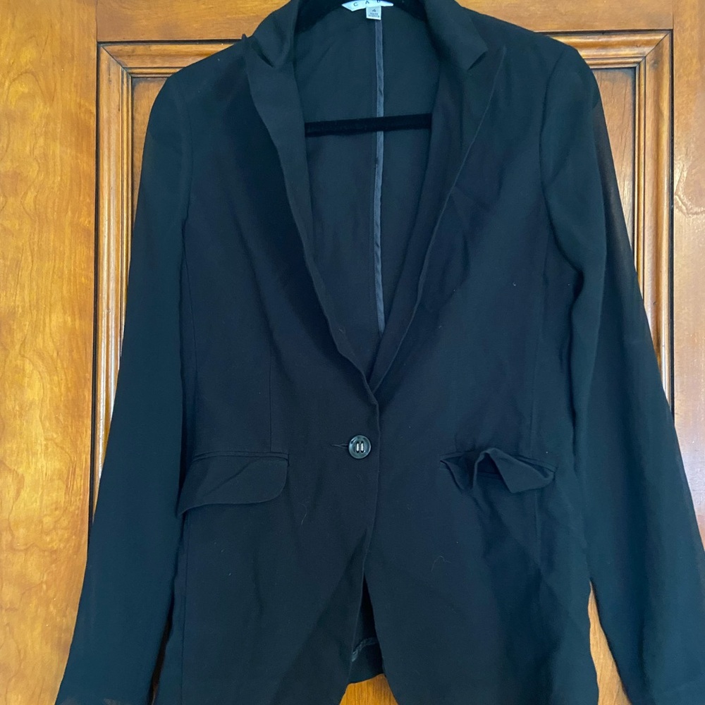 Black Sheer Sleeves Women's Blazer